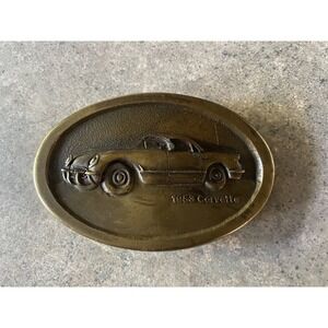 1953 BRASS CORVETTE BELT BUCKLE 1950s Chevrolet Indiana Metal Craft CA-19